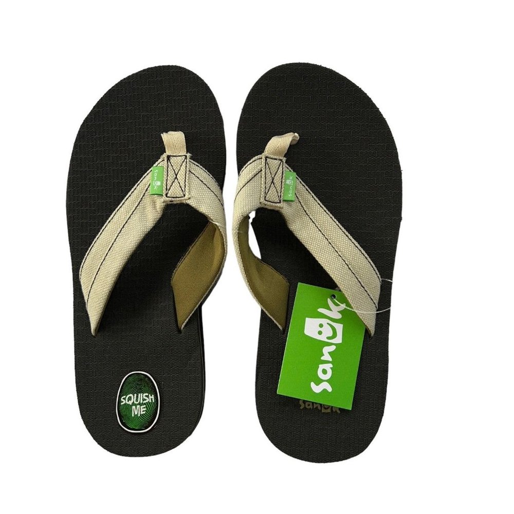 Sanuk Boys Black Rootbeer Cozy Light Flip Flop Sandals Size 4/5 Kids US